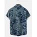 Hawaiian Style Hibiscus and Tropical Leaf Short Sleeve Shirt