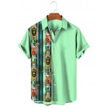 Alcoholic Bright Contrast Hawaiian Short Sleeve Shirt