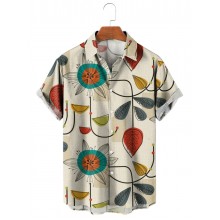 Men's Mid 1950s Modern Print Short Sleeve Shirt