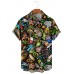 Men's Hawaiian Cartoon Graphic Print Short Sleeve Shirt