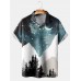 Watercolor Mountain Star Art Print Short Sleeve Polo Shirt