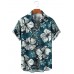 Grunge Hibiscus Print Short Sleeve Shirt